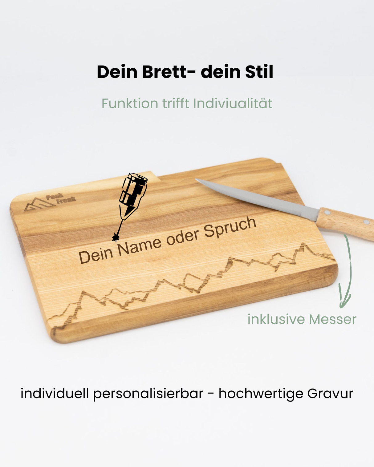 Schneidbrett Esche inkl. Messer - Lindauer