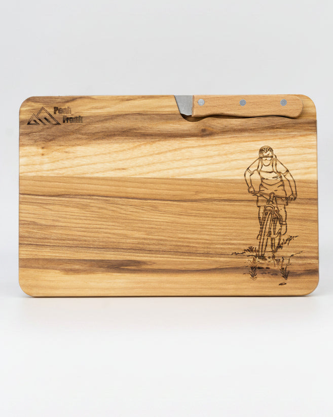 Schneidbrett Esche inkl. Messer - Biker