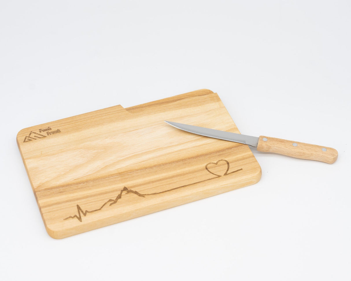 Schneidbrett Esche inkl. Messer - Bergschlag