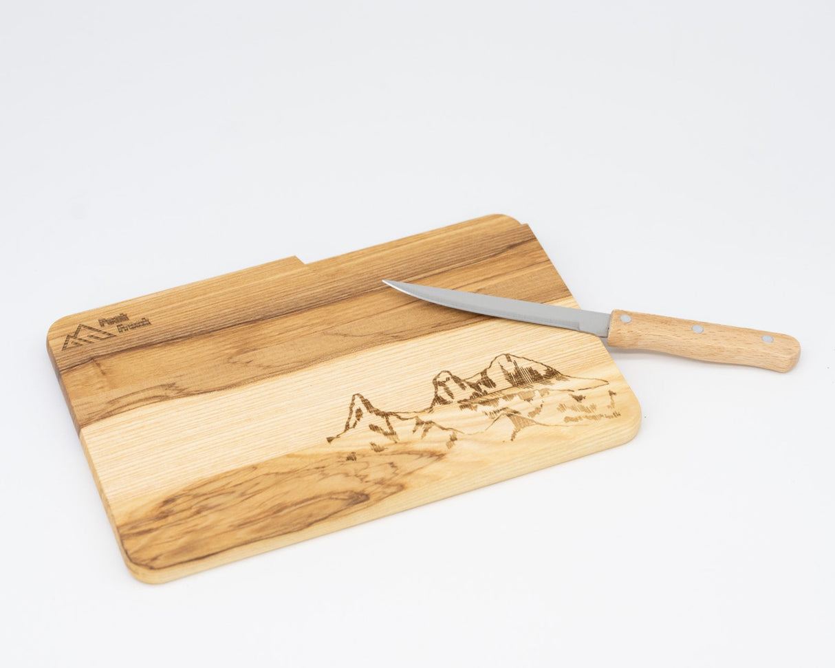 Schneidbrett Esche inkl. Messer - Mountain