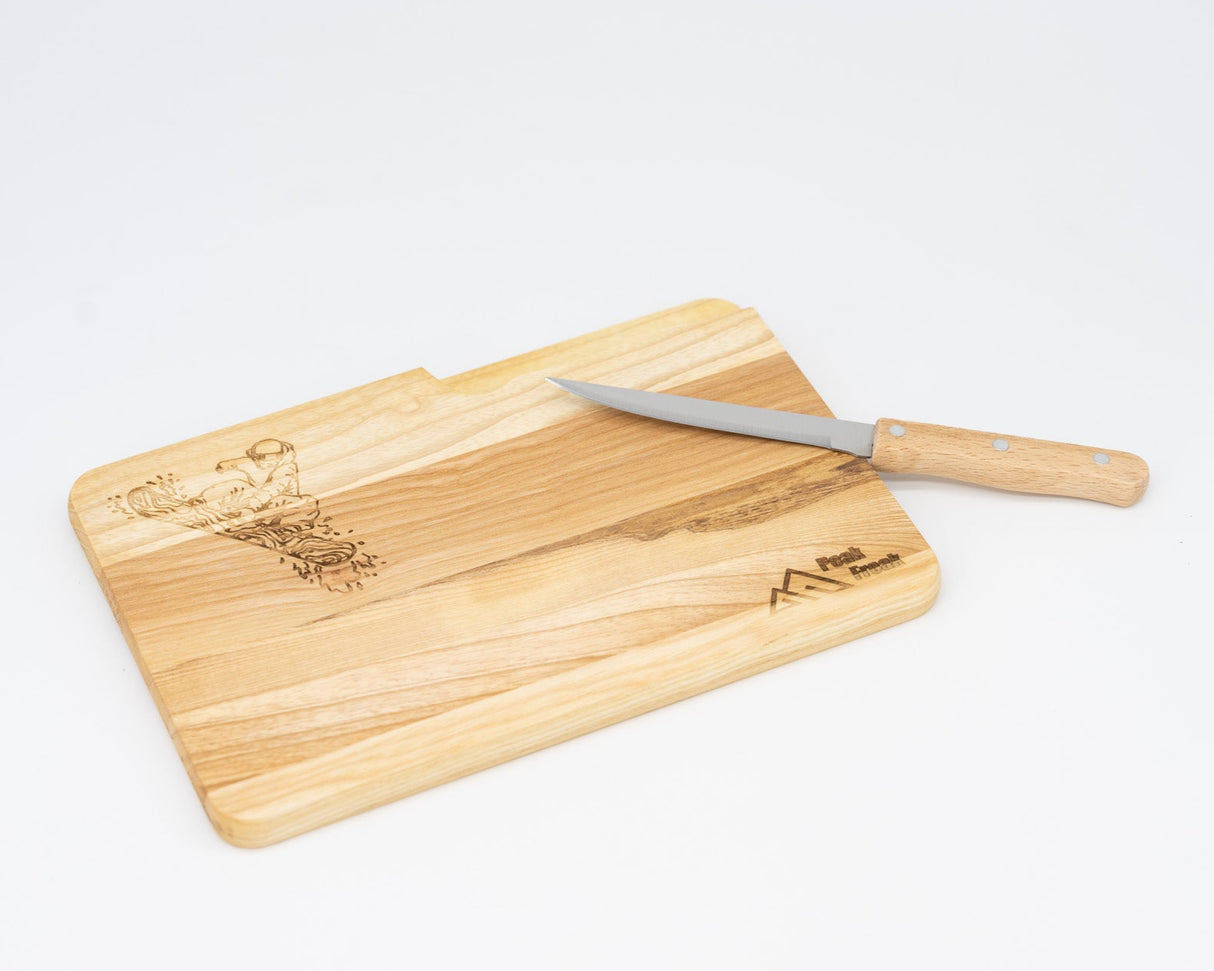 Schneidbrett Esche inkl. Messer - Snowboarder