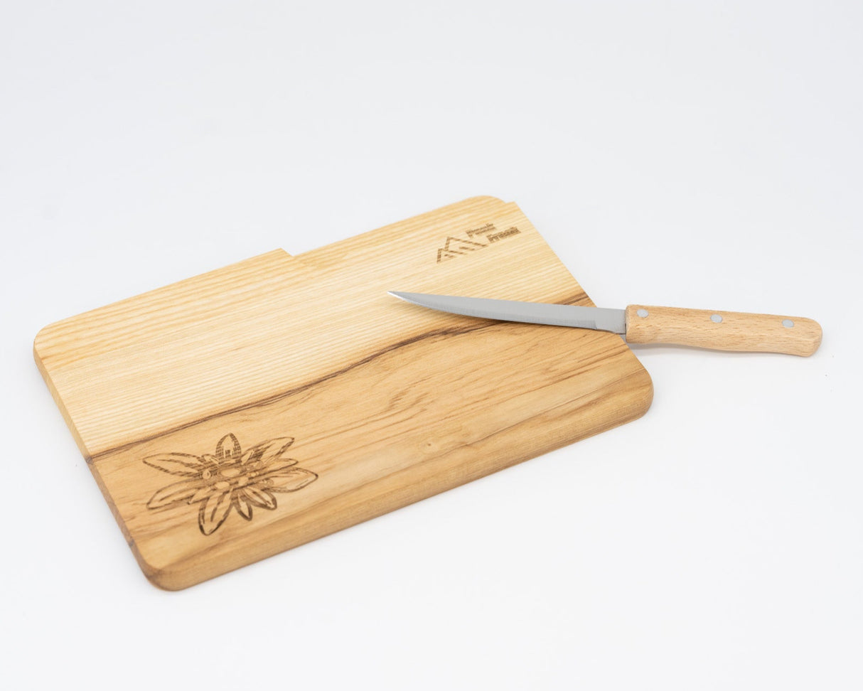 Schneidbrett Esche inkl. Messer - Edelweiss