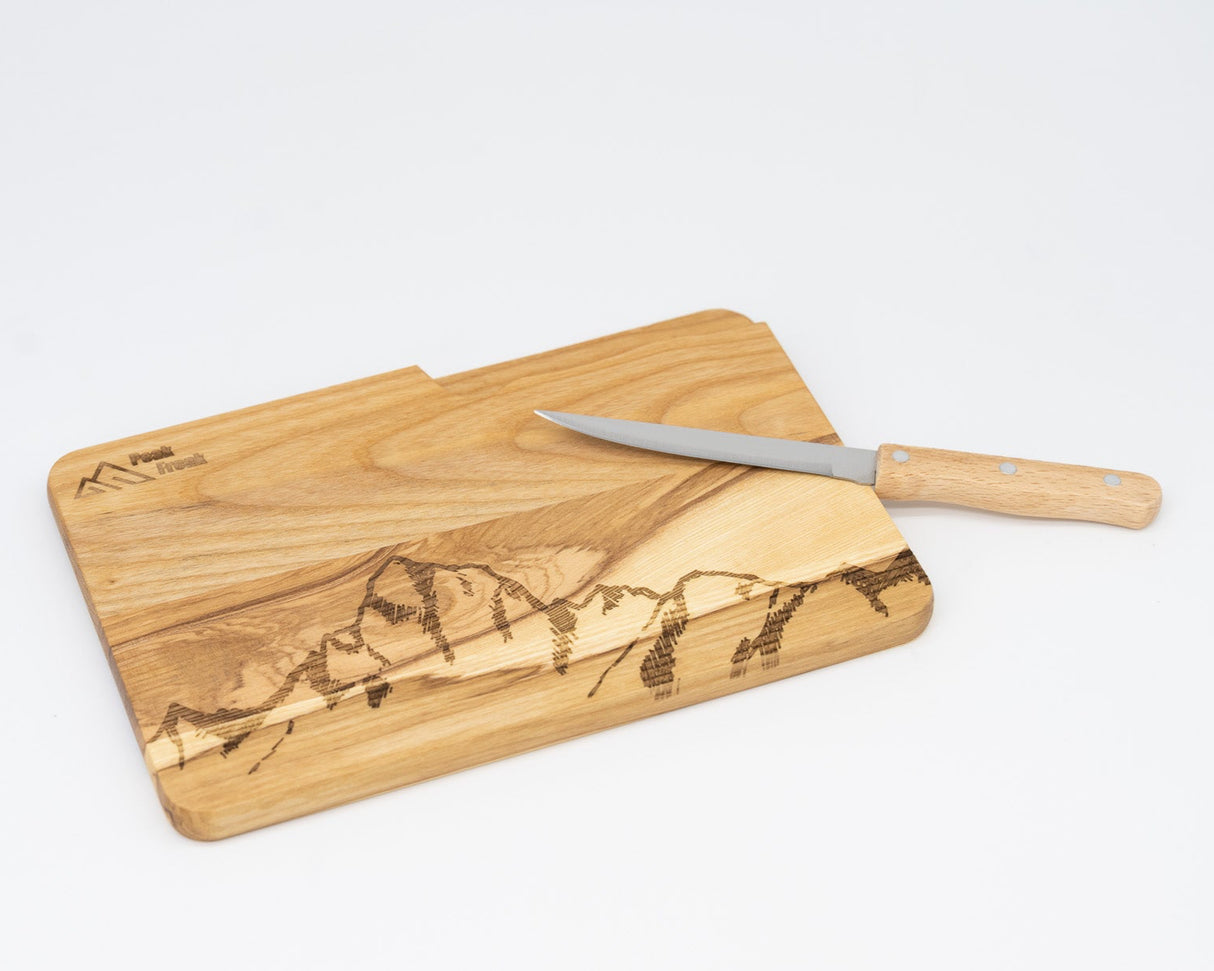 Schneidbrett Esche inkl. Messer - Blumen