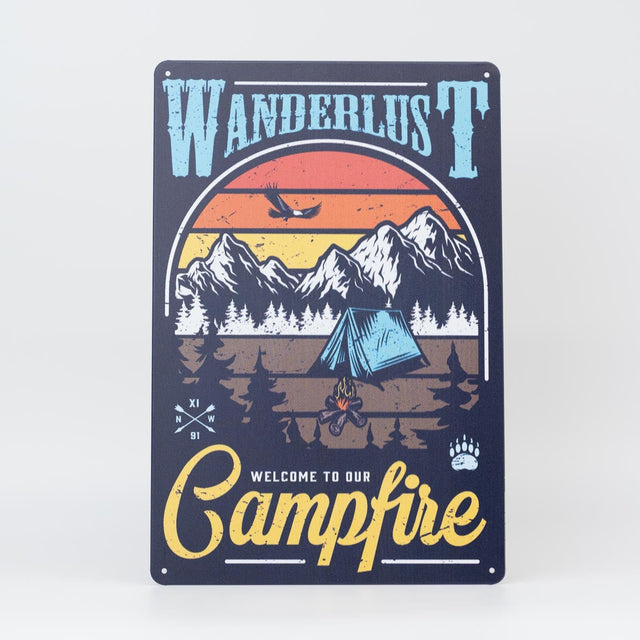 Retro Blechschild Camping wanderlust