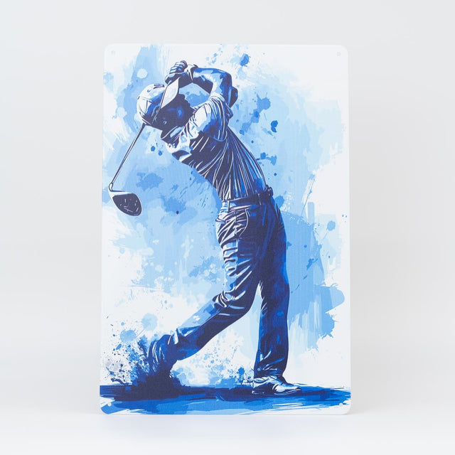 Retro Blechschild Golf golfer blue