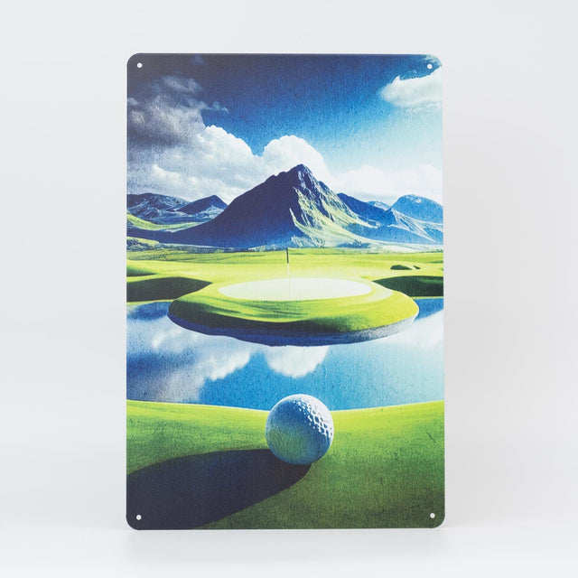 Retro Blechschild Golf golf mountain