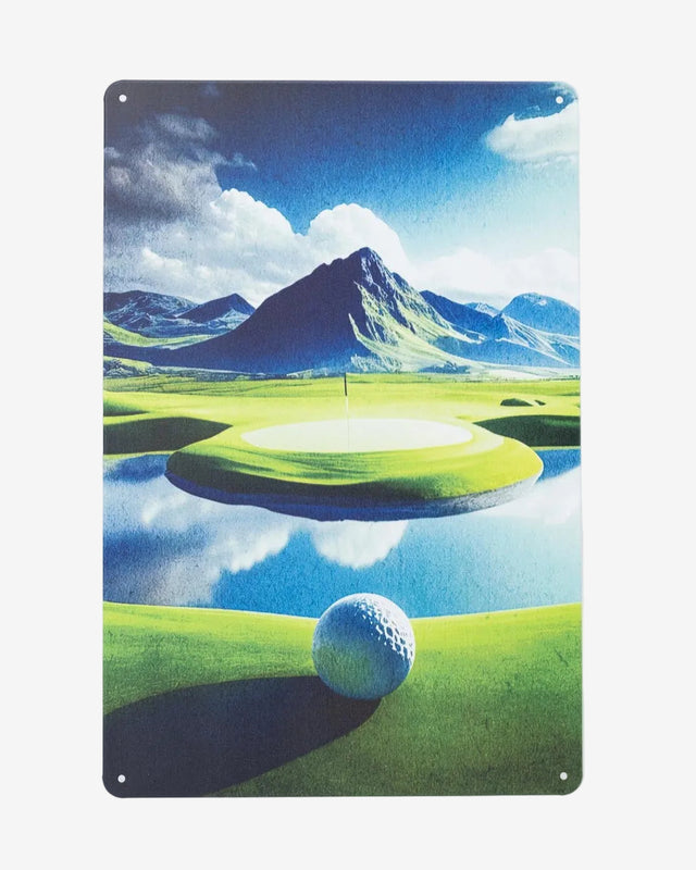 Retro Blechschild Golf golf mountain