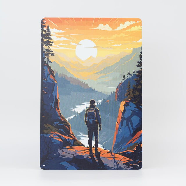 Retro Blechschild Explore/Wandern sunset