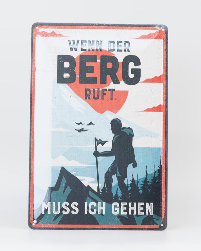 Retro Blechschild Wandern Berg ruft
