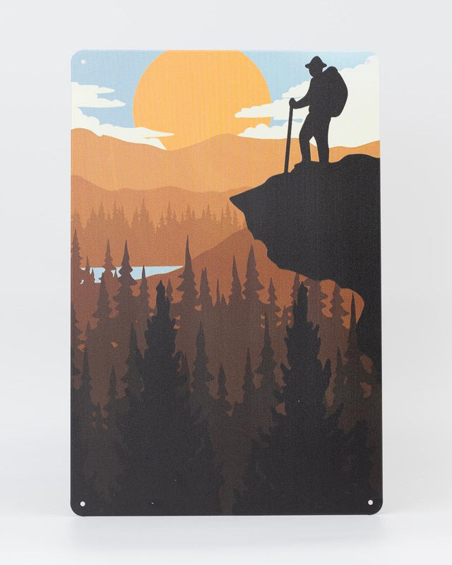Retro Blechschild Explore/Wandern brown sunset