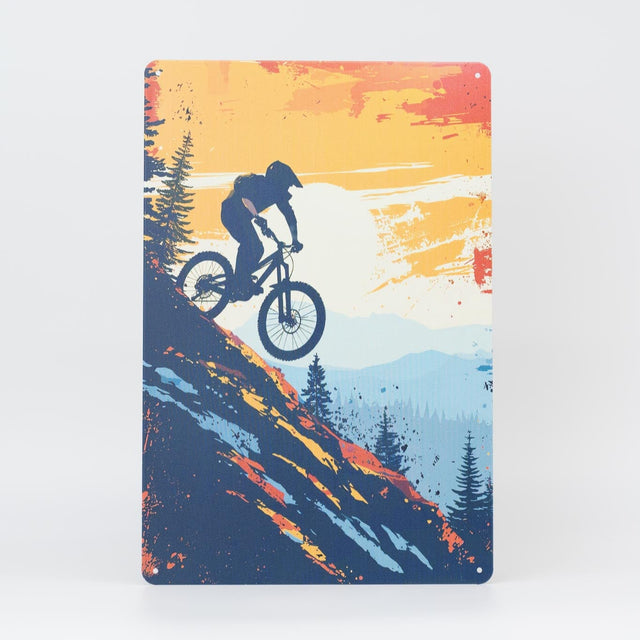Retro Blechschild Biker downhill mountain