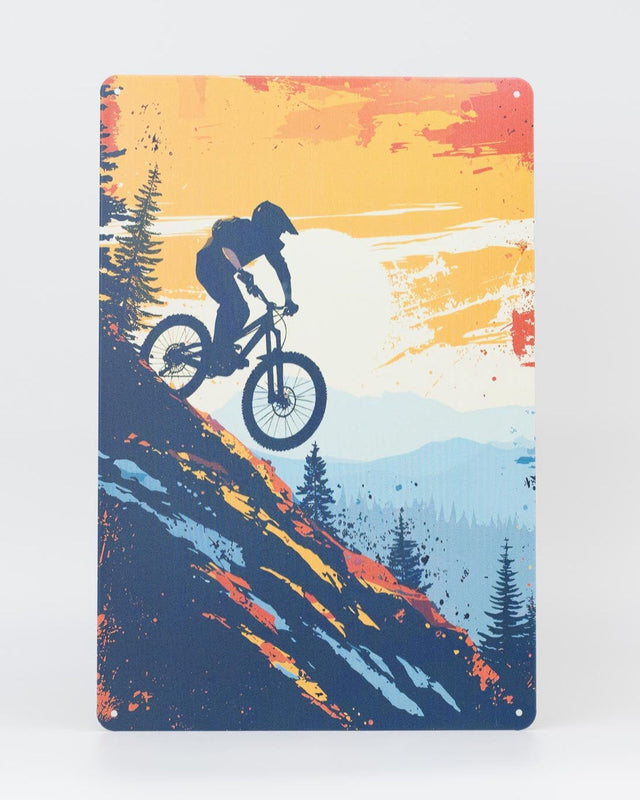 Retro Blechschild Biker downhill mountain