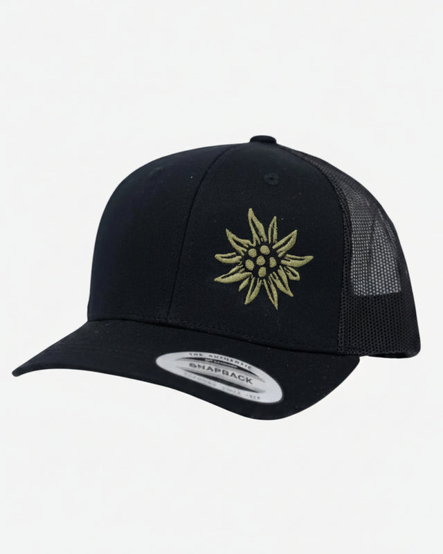 Junior Edelweiss Truckercap Mesh black khaki