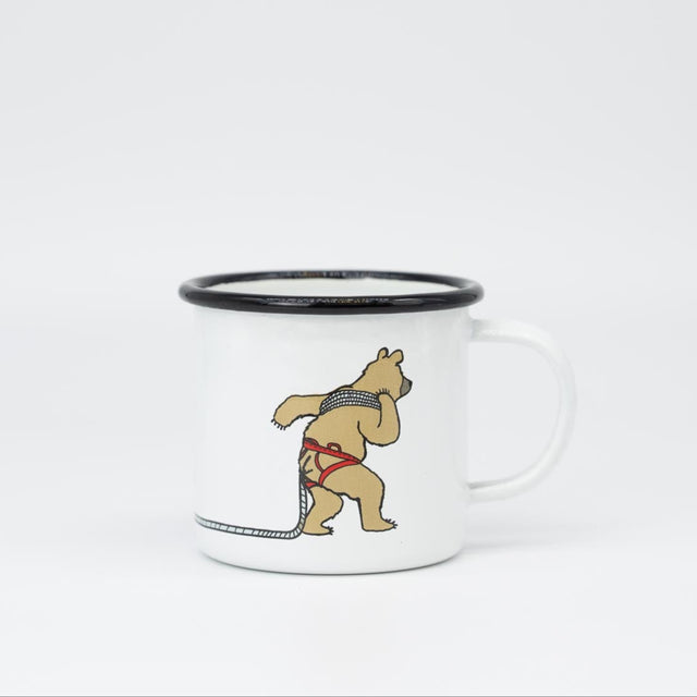 Emaille Tassen Kletterbär weiß