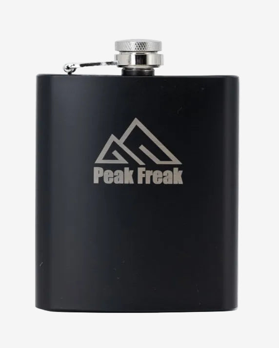 Flachmann schwarz matt Gravur Peak Freak Logo