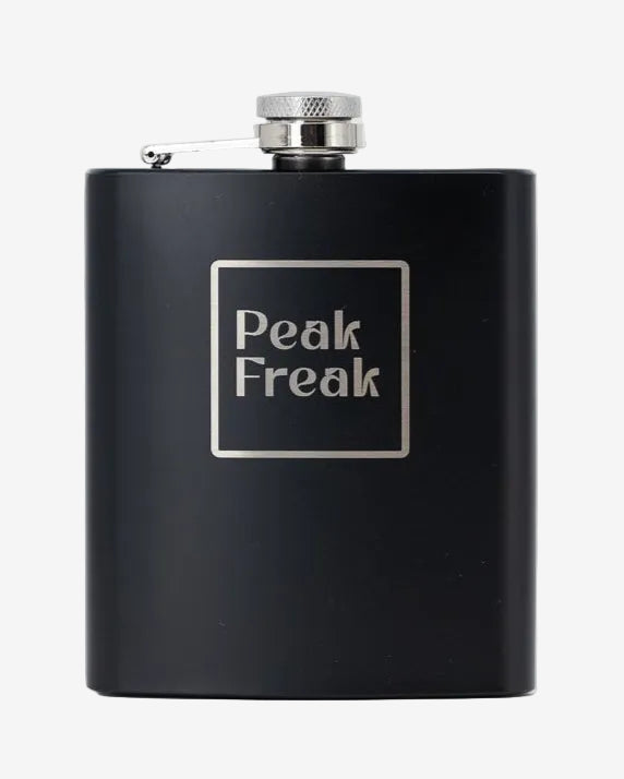 Flachmann schwarz matt Gravur Peak Freak Logo