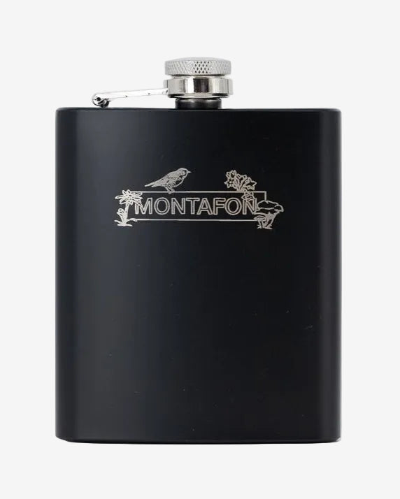 Flachmann schwarz matt Gravur Montafon Spirit