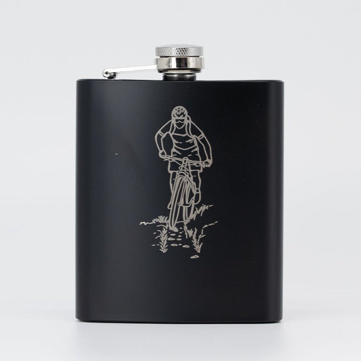 Flachmann Schwarz - Biker mit Namensgravur Ja