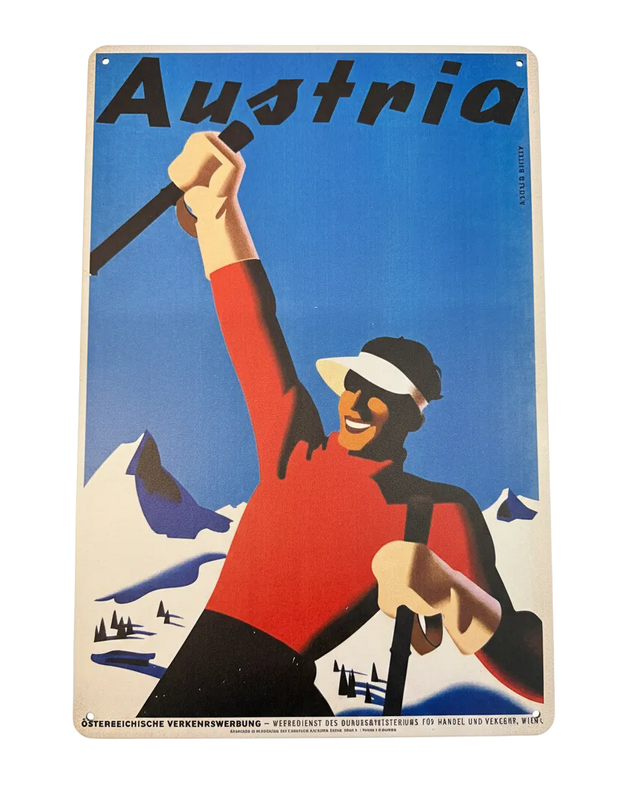 Retro Blechschild Winter Austria Men