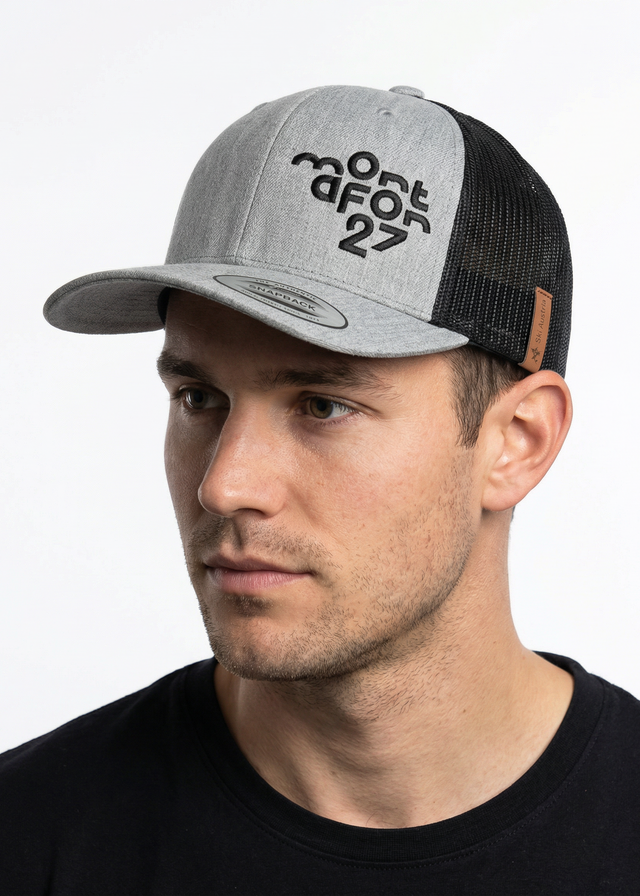 WM27 Truckercap Mesh M&W heather grey black