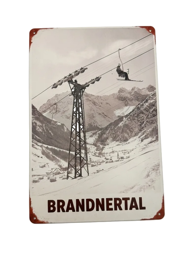 Retro Blechschild Heimat Brandnertal - Schwarz weiß