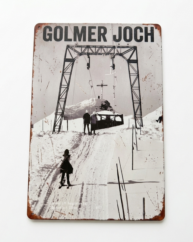 Retro Blechschild Heimat Golmer Joch - Schlepplift