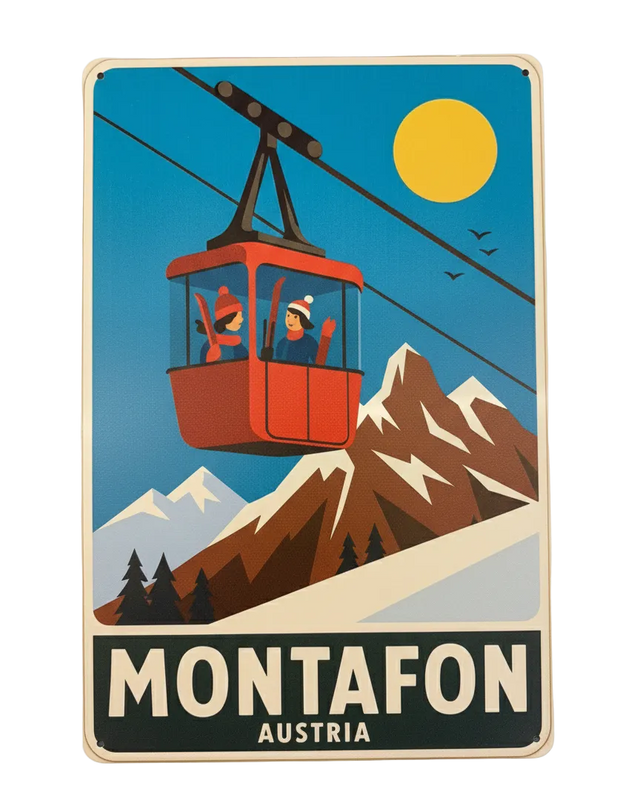 Retro Blechschild Heimat Montafon - Gondel