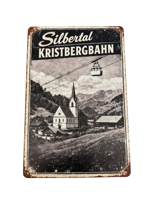 Retro Blechschild Heimat Silbertal Kristbergbahn