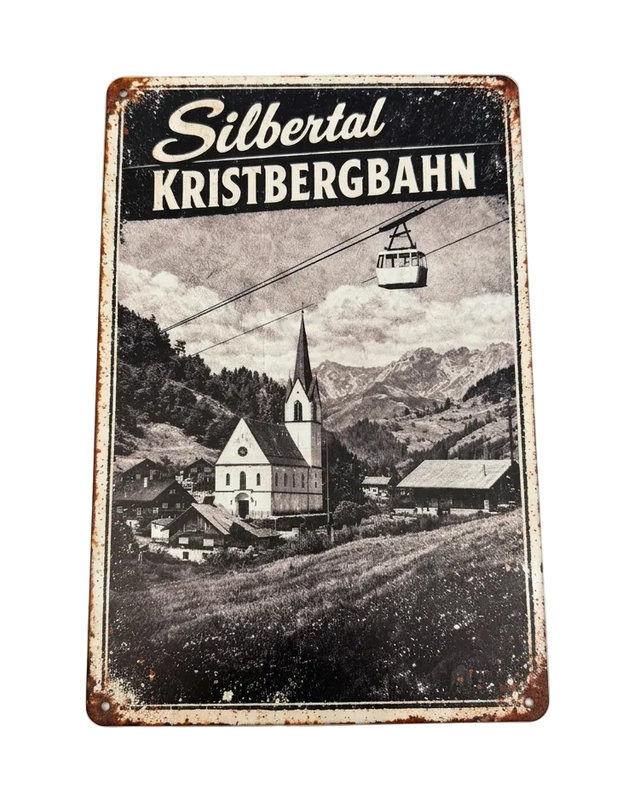 Retro Blechschild Heimat Silbertal Kristbergbahn