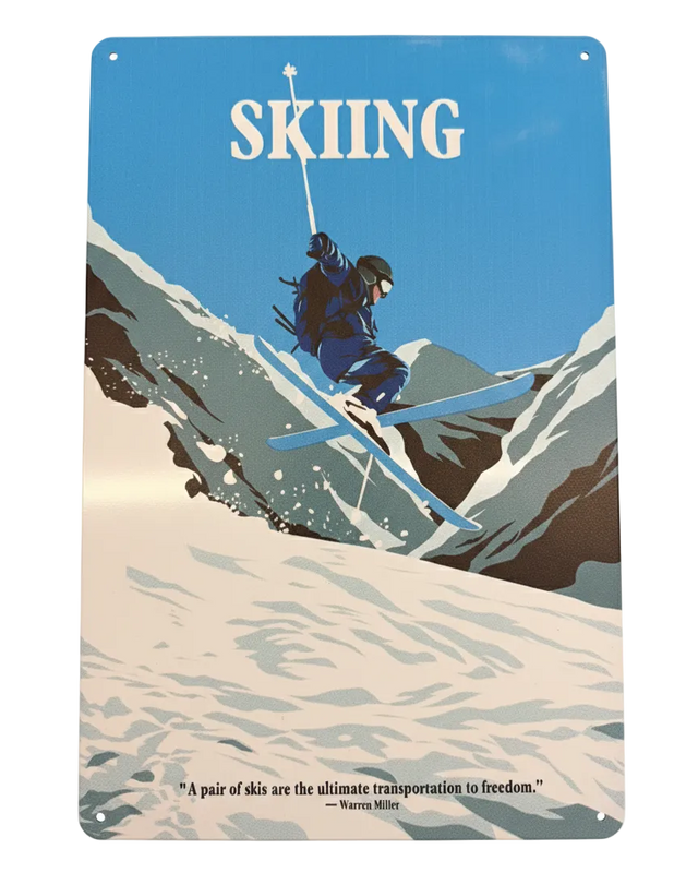 Retro Blechschild Winter Skiing