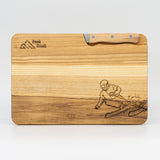 Schneidbrett Esche inkl. Messer - Skifahrer