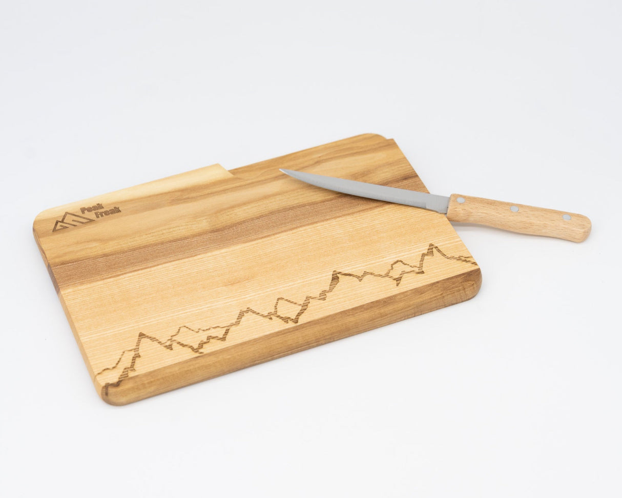 Schneidbrett Esche inkl. Messer - Bergkette