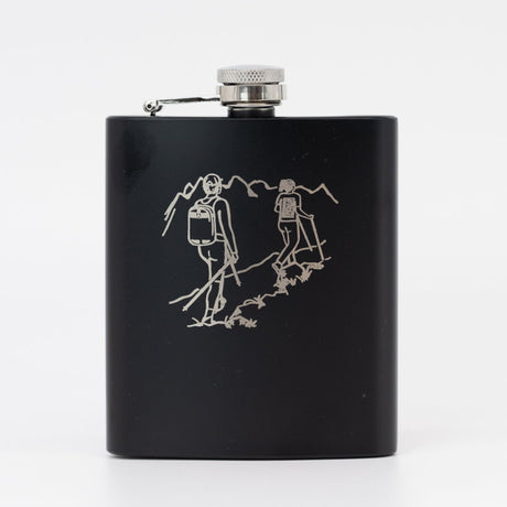 Flachmann schwarz - Wanderung mit Namensgravur Ja