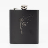 Flachmann schwarz - Blumen mit Namensgravur Ja