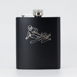 Flachmann schwarz - Skifahrer mit Namensgravur Ja