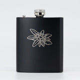 Flachmann Schwarz - Edelweiss mit Namensgravur Ja