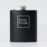 Flachmann schwarz matt Gravur Peak Freak Logo