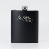 Flachmann Schwarz - Mountain mit Namensgravur Ja