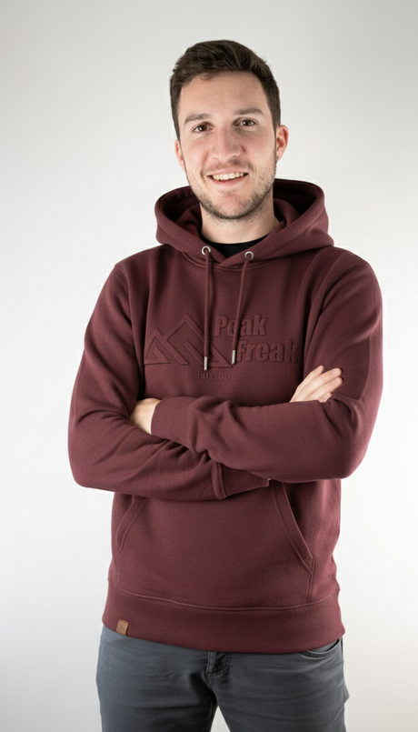Embossed Hoodie M&W red brown