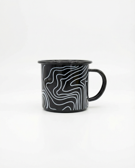 Emaille Tassen Höhenlinien schwarz