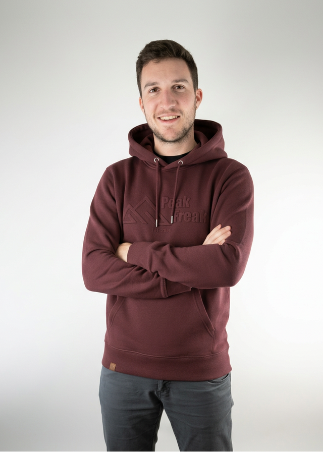 Embossed Hoodie M&W red brown