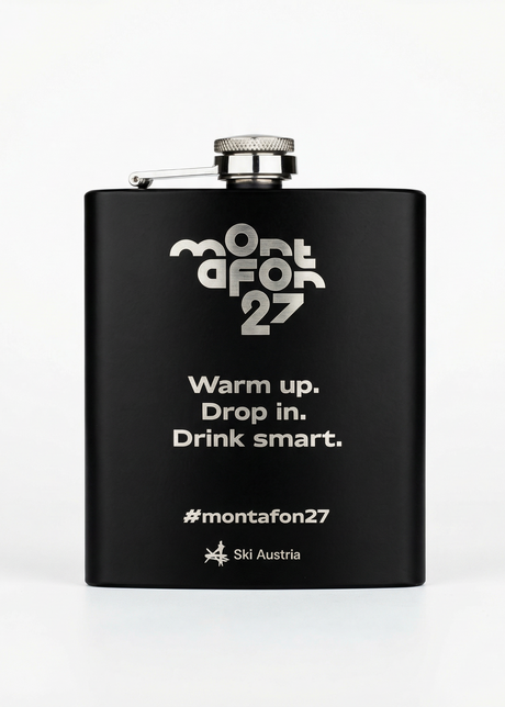 Flachmann schwarz matt Gravur Warm Up