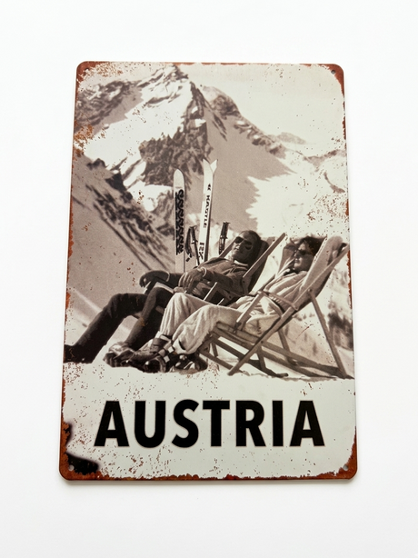 Retro Blechschild Heimat Austria - Liegestuhl