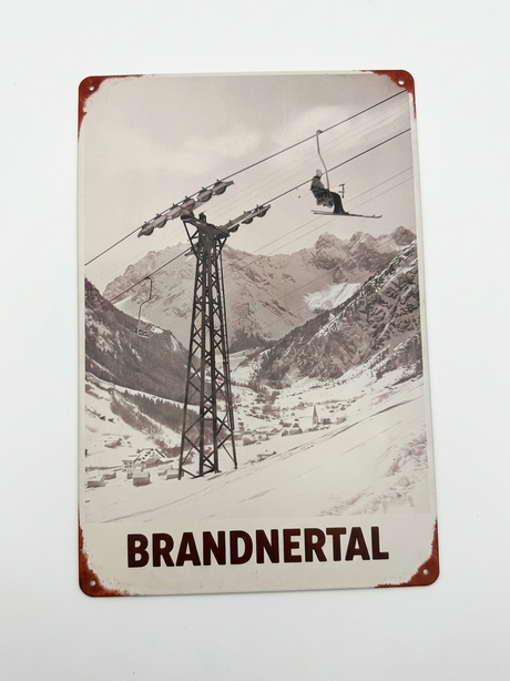 Retro Blechschild Heimat Brandnertal - Schwarz weiß