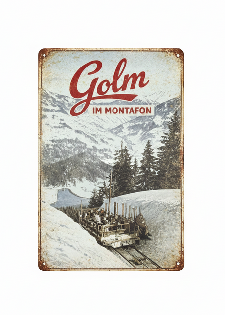 Retro Blechschild Heimat Golm im Montafon