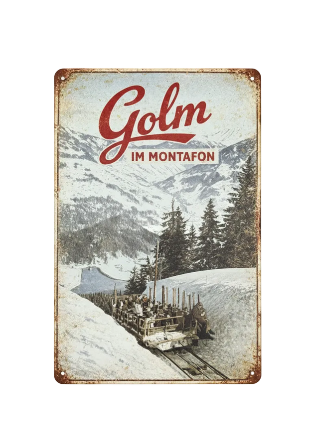Retro Blechschild Heimat Golm im Montafon