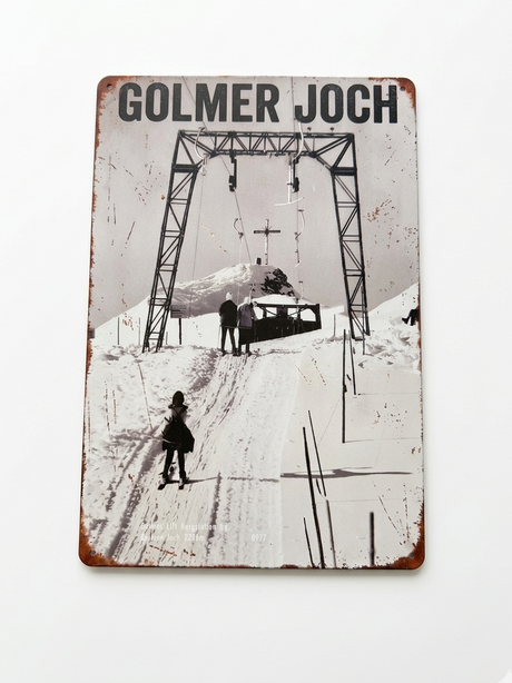 Retro Blechschild Heimat Golmer Joch - Schlepplift