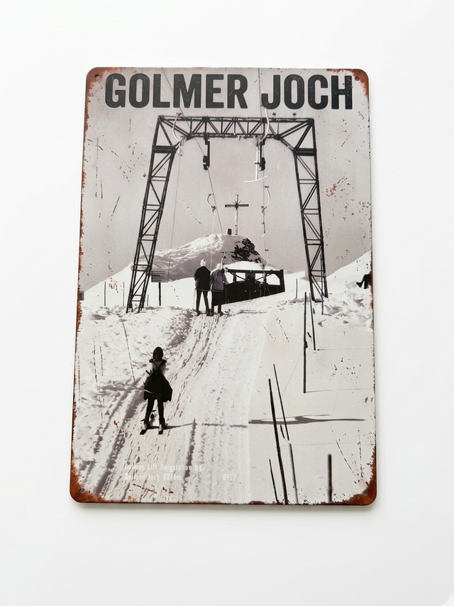 Retro Blechschild Heimat Golmer Joch - Schlepplift