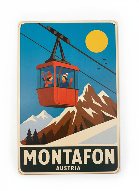 Retro Blechschild Heimat Montafon - Gondel