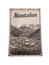 Retro Blechschild Heimat Montafon - Schwarz weiß